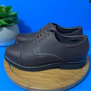 Apex Lexington Leather Oxfords Brown Cap Toe Lace-Up Dress Shoes Size 10.5 XWide